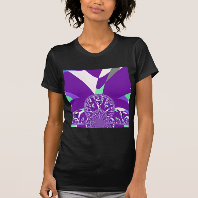 Retro Blue Cyan Kaleidoscope Art Print T-Shirt (Front)