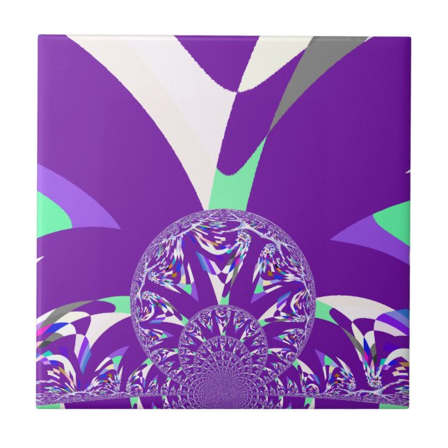 Retro Blue Cyan Kaleidoscope Art Print Tile (Front)