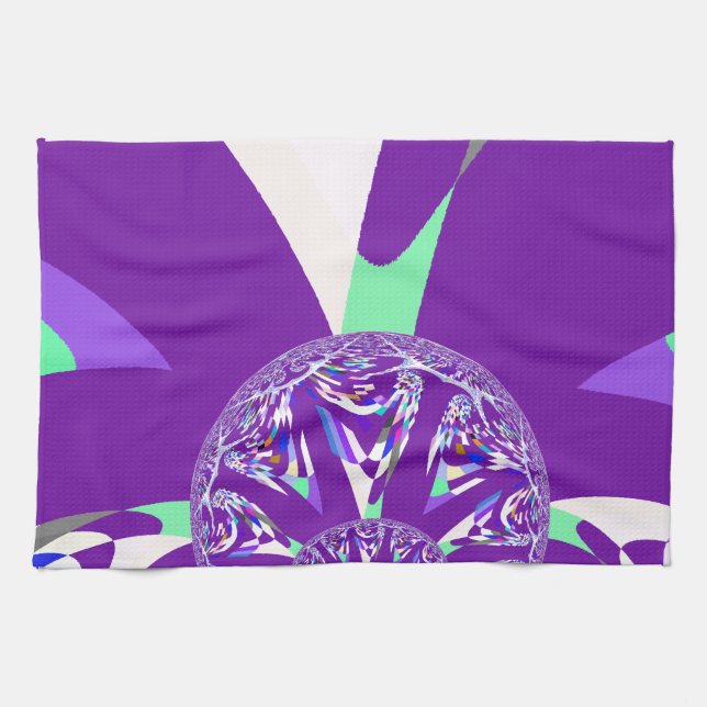 Retro Blue Cyan Kaleidoscope Art Print Towel (Horizontal)