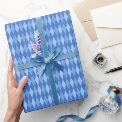 Retro Blue Diamonds Hanukkah and Christmas Wrapping Paper