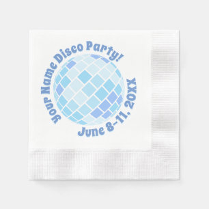 Retro Blue Disco Ball PERSONALIZED Napkins