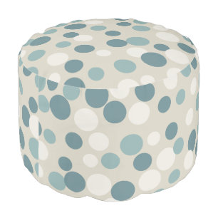 Retro Blue Dots Pillow Pouf Ottoman Seat