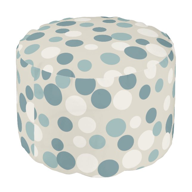 Retro Blue Dots Pillow Pouf Ottoman Seat (Angled Back)