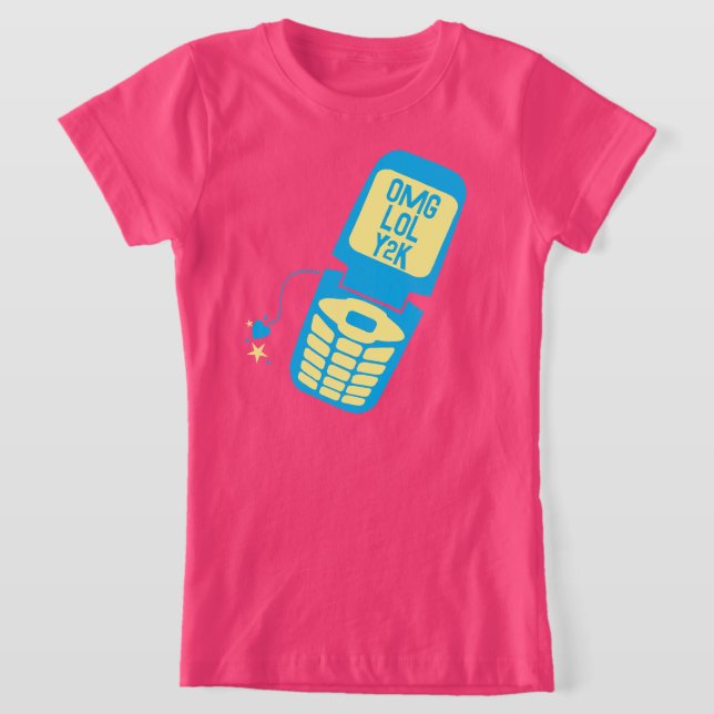 Retro Blue Flip Phone T-Shirt (Laydown)
