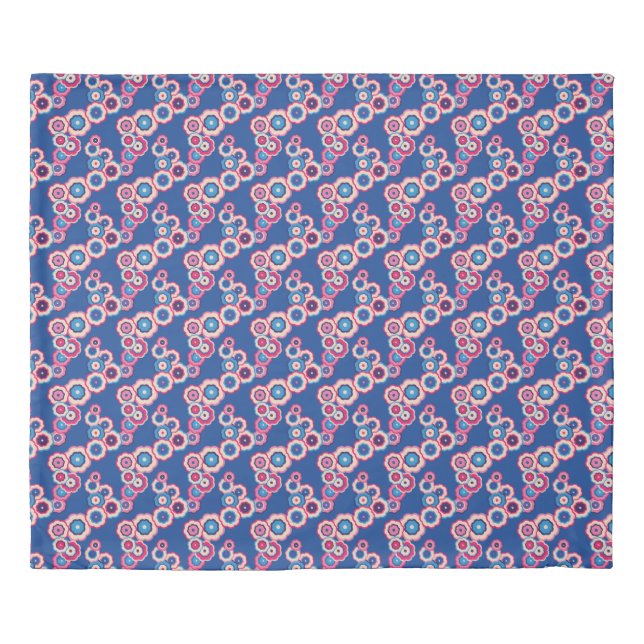 Retro Blue Floral Duvet Cover (Front)