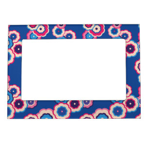 Retro Blue Floral Magnetic Frame