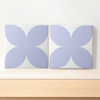Retro Blue Floral Petal Mid Century Modern Design Ceramic Tile