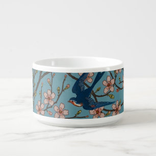 Retro Blue Floral Swallow Pattern by Walter Crane Bowl
