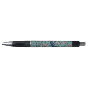 Retro Blue Floral Swallow Pattern by Walter Crane Pen