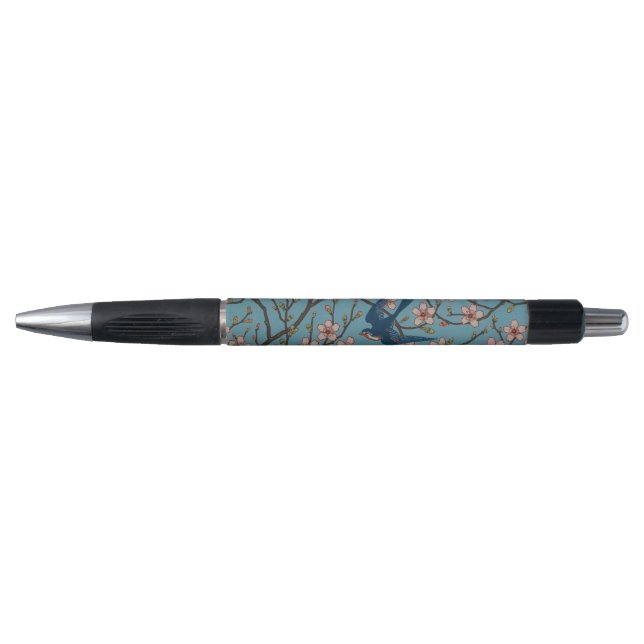 Retro Blue Floral Swallow Pattern by Walter Crane Pen (Front)