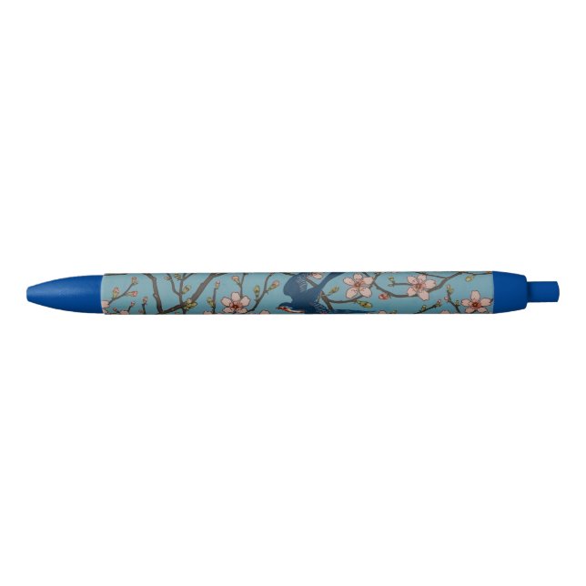 Retro Blue Floral Swallow Pattern by Walter Crane Pen (Front)