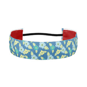 Retro Blue Flowers Athletic Headband