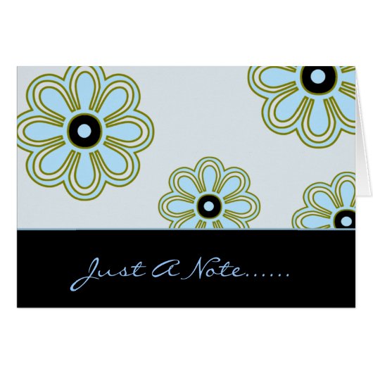 Retro Blue Flowers Cards (Front Horizontal)