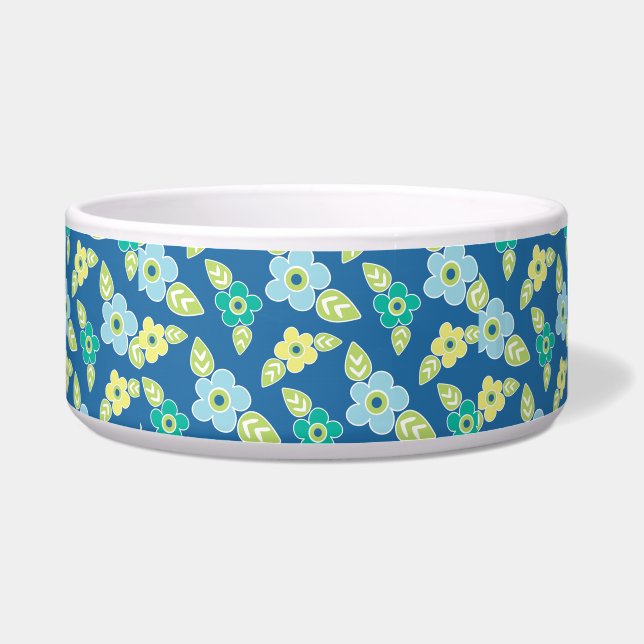 Retro Blue Flowers Pattern Bowl (Front)