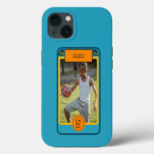 Retro Blue Football Card inspired iPhone 13 Case