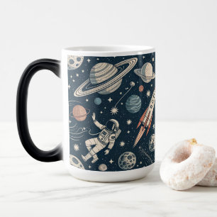 Retro Blue Galaxy Exploration Color Morph Mug