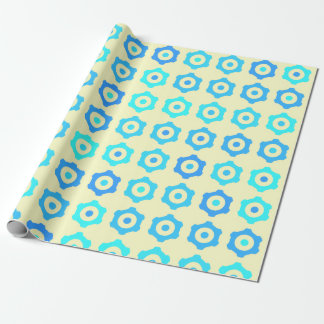 Retro Blue Gear Seamless Pattern Wrapping Paper