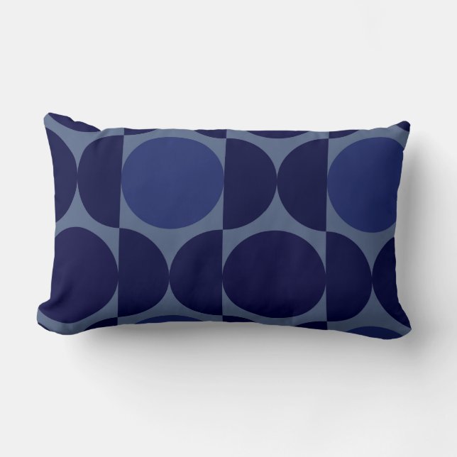 Retro Blue Geometric Lumbar Pillow (Front)
