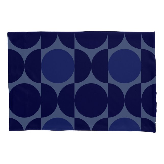 Retro Blue Geometric Pillow Case (Front)