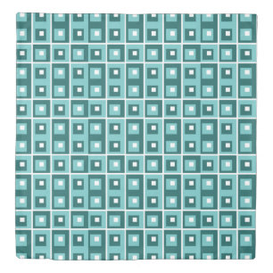 Retro Blue Geometric Squares Pattern Duvet Cover