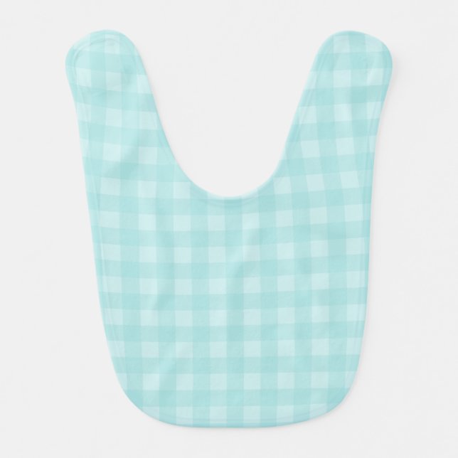 Retro Blue Gingham Checkered Pattern Background Baby Bib (Front)