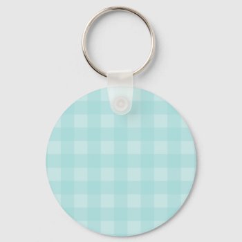 Retro Blue Gingham Checkered Pattern Background Keychain by backdropshop at Zazzle