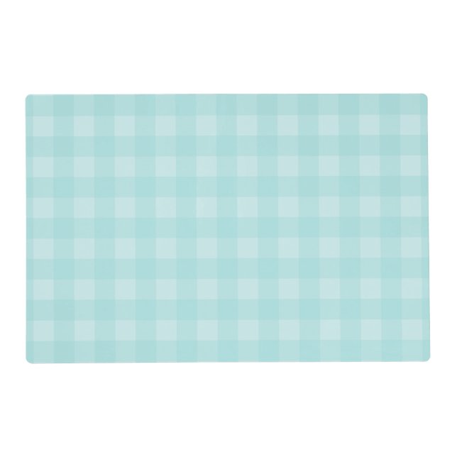 Retro Blue Gingham Checkered Pattern Background Placemat (Front)