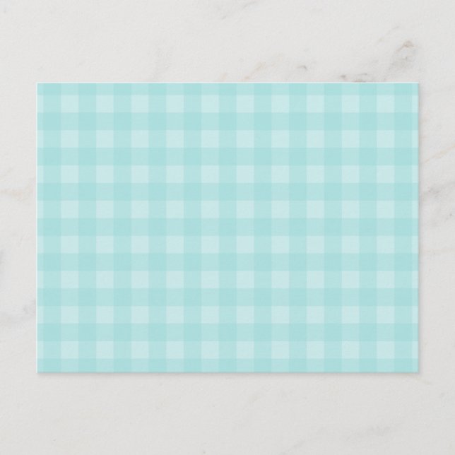 Retro Blue Gingham Checkered Pattern Background Postcard (Front)