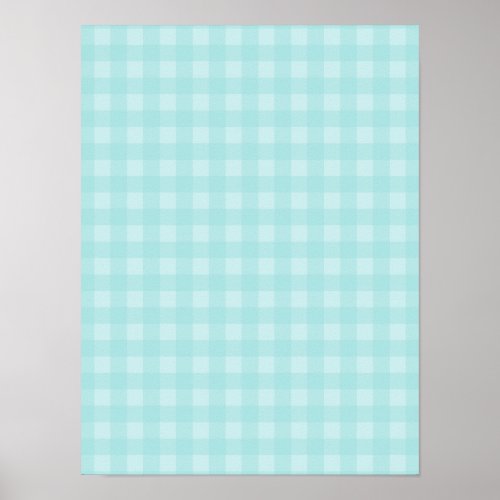 Retro Blue Gingham Checkered Pattern Background Poster