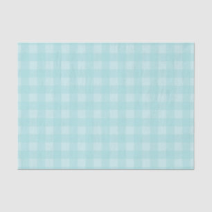 Retro Blue Gingham Checkered Pattern Background Tissue Paper