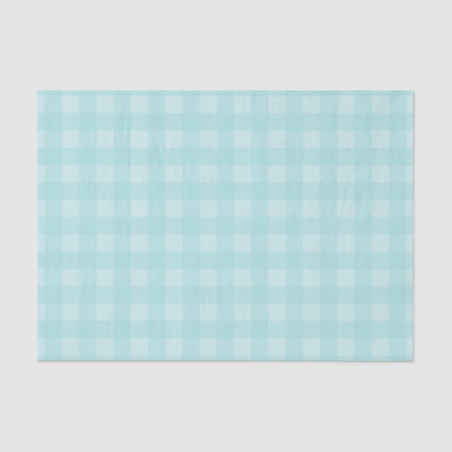 Retro Blue Gingham Checkered Pattern Background Tissue Paper (Front)