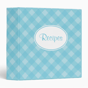 Retro Blue Gingham Kitchen Recipe Organizer Binder