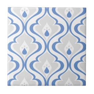 Retro Blue Gray Abstract Pattern Decorative Tile