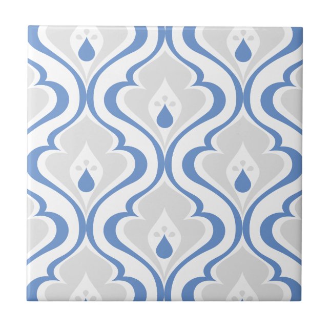 Retro Blue Gray Abstract Pattern Decorative Tile (Front)