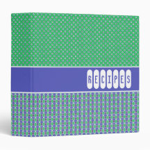 Retro Blue Green Customizable Recipe Binder - 1.5"