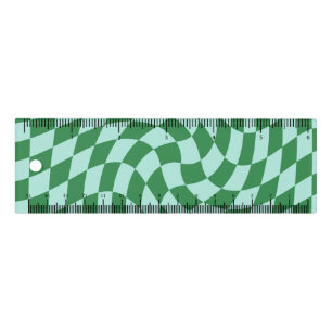 Retro Blue Green Dorm Warped Check Checkered   Ruler