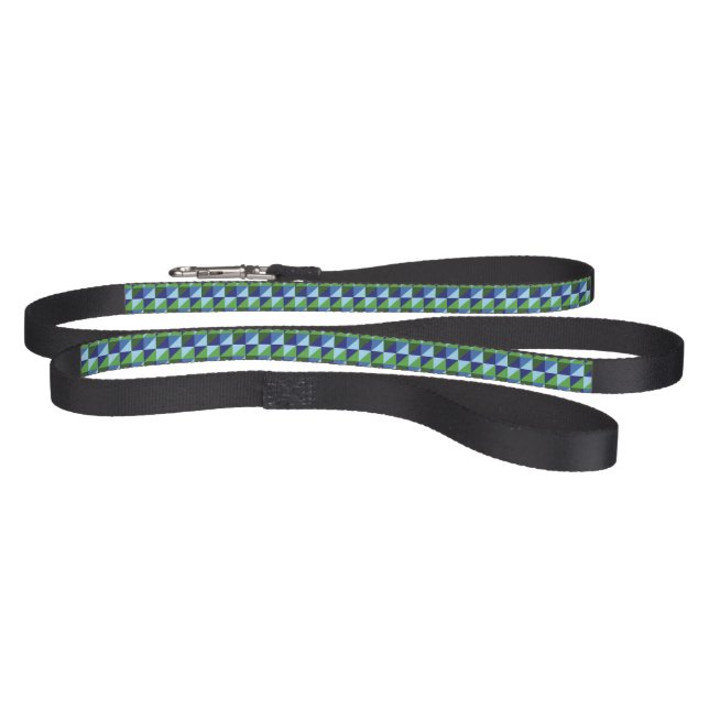 Retro Blue & Green Geometric Triangle Abstract Pet Leash (Full)