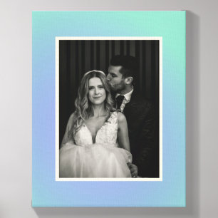 Retro Blue Green Gradient Custom Wedding Photo Canvas Photo Tile