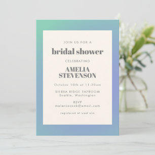 Retro Blue Green Gradient Unique Bridal Shower Invitation