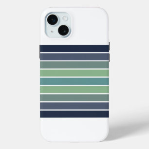 Retro Blue & Green Surfboard Striped iPhone 15 Plus Case