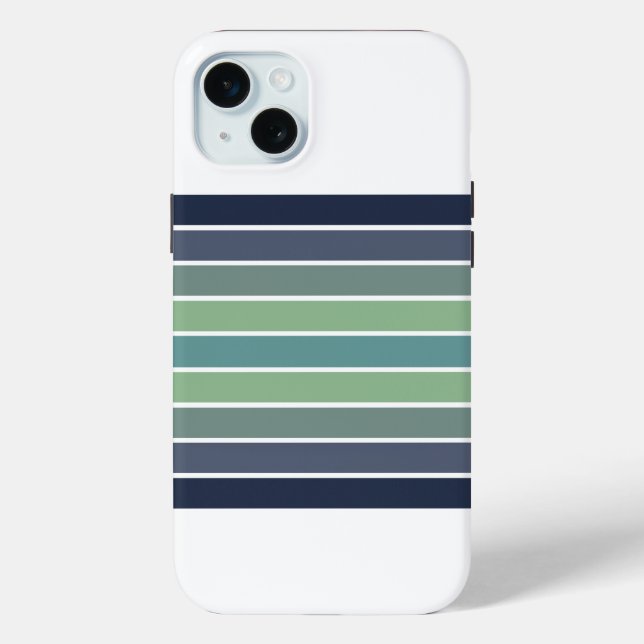 Retro Blue & Green Surfboard Striped  Case-Mate iPhone Case (Back)