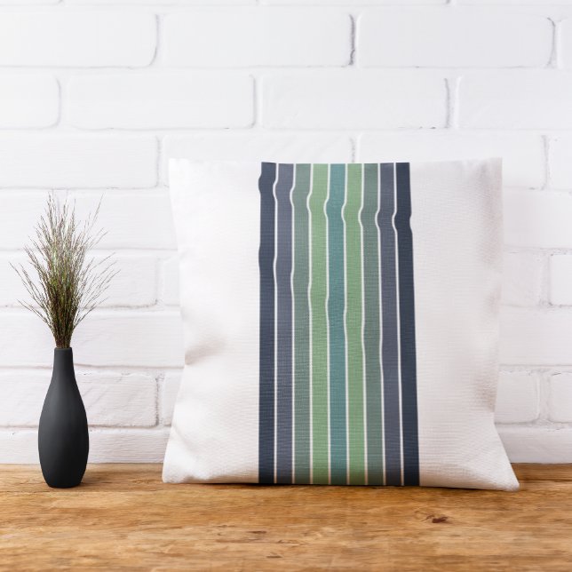 Retro Blue & Green Surfboard Striped  Throw Pillow (Creator Uploaded)