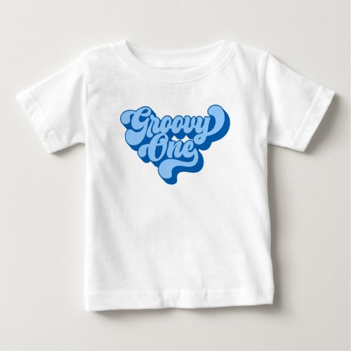 Retro Blue Groovy One Baby T_Shirt