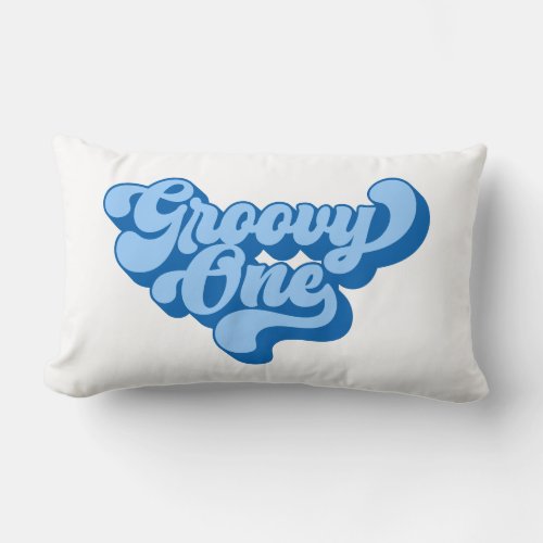 Retro Blue Groovy One Lumbar Pillow