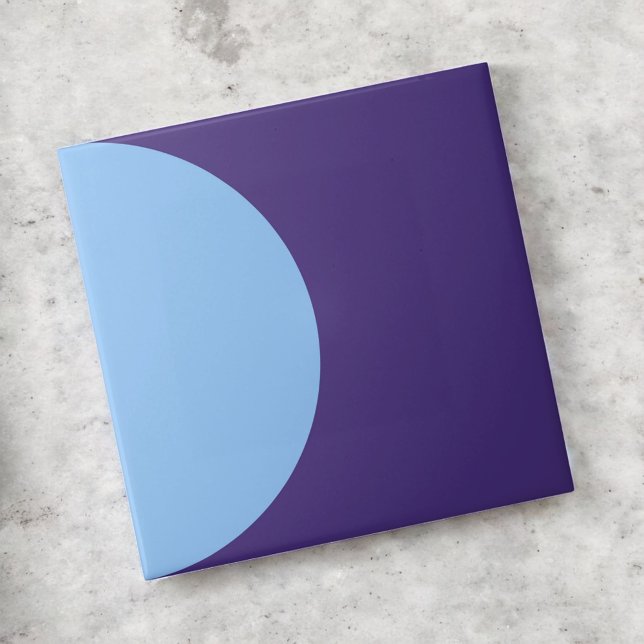 Retro Blue Half Circle Mid Century Modern Cool  Ceramic Tile (Creator Uploaded)