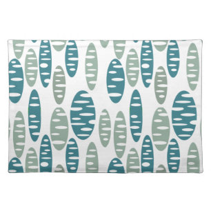 Retro Blue Holey Ovals Cloth Placemat
