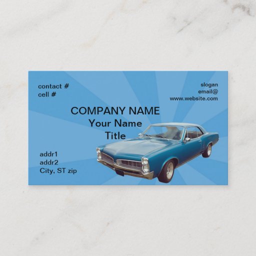 Customizable Retro blue hotrod business card template