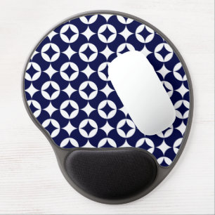 Retro Blue Interlocking Circles Geometric Oriental Gel Mouse Pad