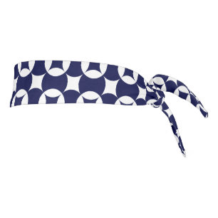 Retro Blue Interlocking Circles Geometric Oriental Tie Headband