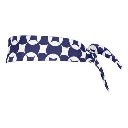 Retro Blue Interlocking Circles Geometric Oriental Tie Headband